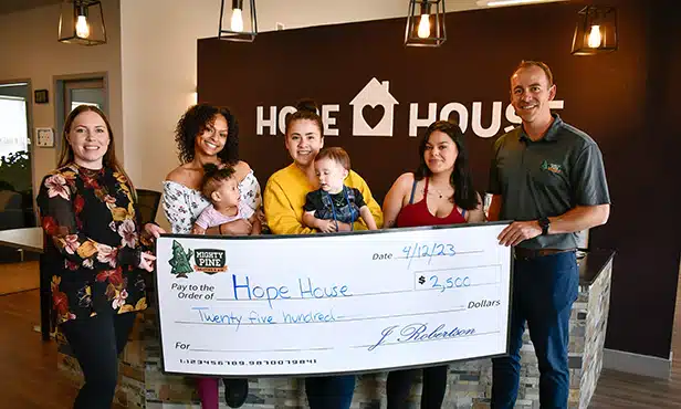 Mighty Pine donating to Hope House Colorado